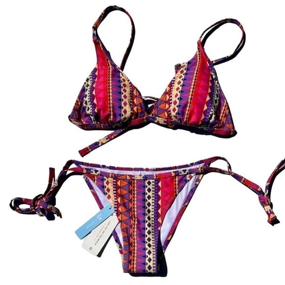 Cupshe Womens Large/Small Two Piece Bikini Boho Print Triangle Print Multicolor - Picture 1 of 7